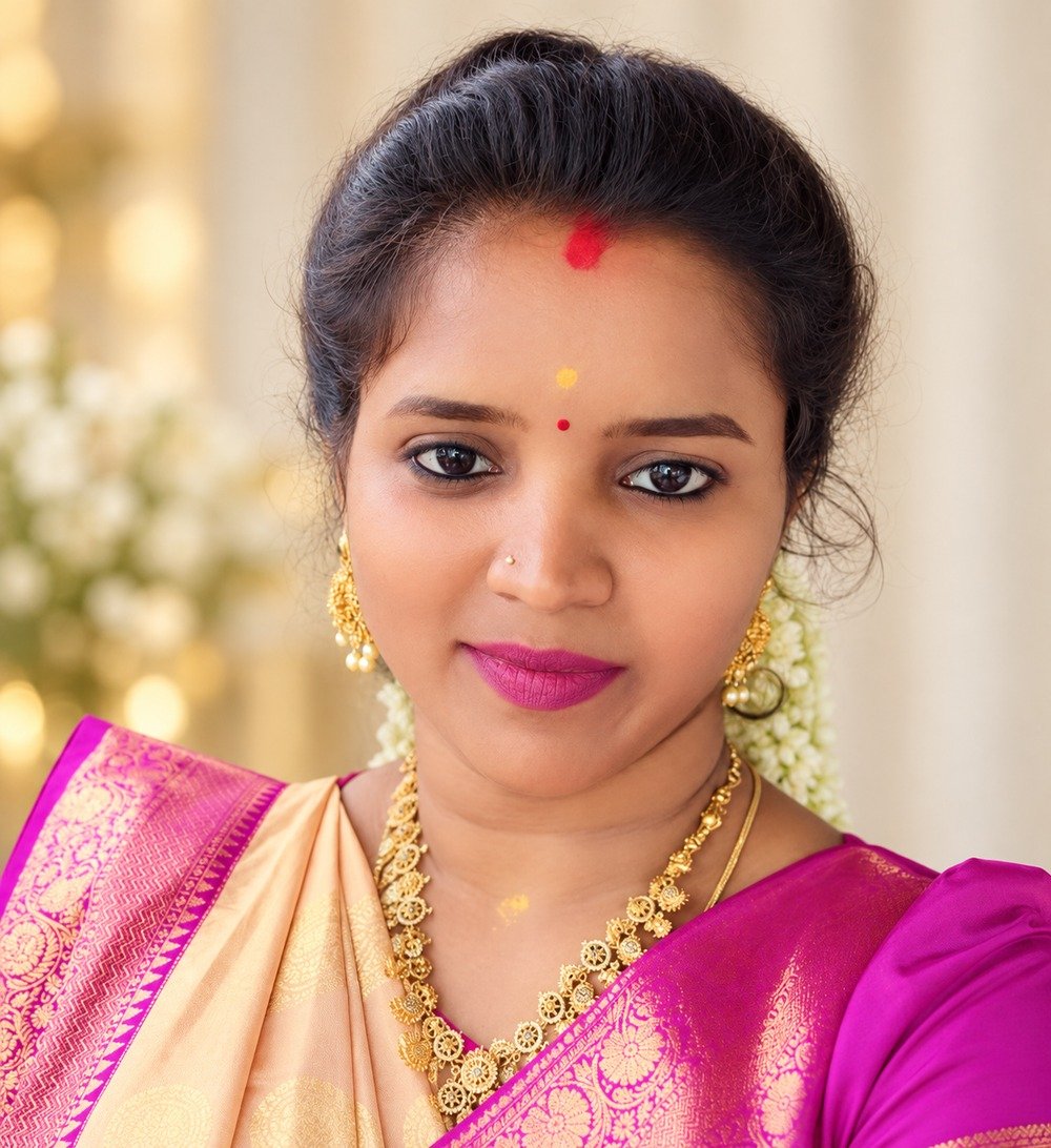 R. Hemalatha, Founder and CEO of Vinu Fashion Academy, in traditional attire
